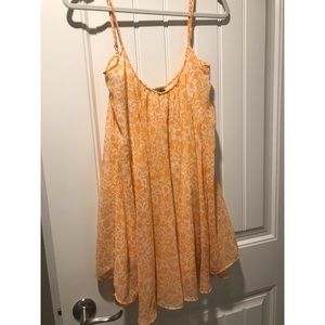 Orange floral thin strap dress